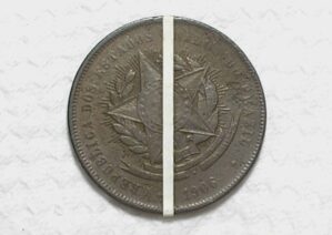 Reverso Inclinado Esquerda) 20 Réis - 1906 / Raro aparecer nessa data / Mbc / Bronze / box52