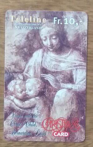 24M Cartão telefone Pré pago Teleline 2001. Pintura Virgem com o menino Jesus.