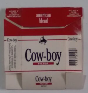 Box vazio cigarros Cow boy filter. Paraguai.