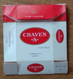 Box vazio cigarros Craven "A" Virginia London .