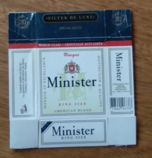 Box vazio cigarros Minister unique king size. Tabosa Paraguai.