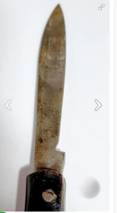 Canivete antigo, talas em osso polido
