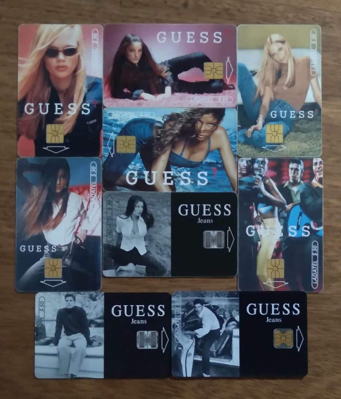 Cartão telefone México Ladatel. Coleção mídia Guess jeans completa