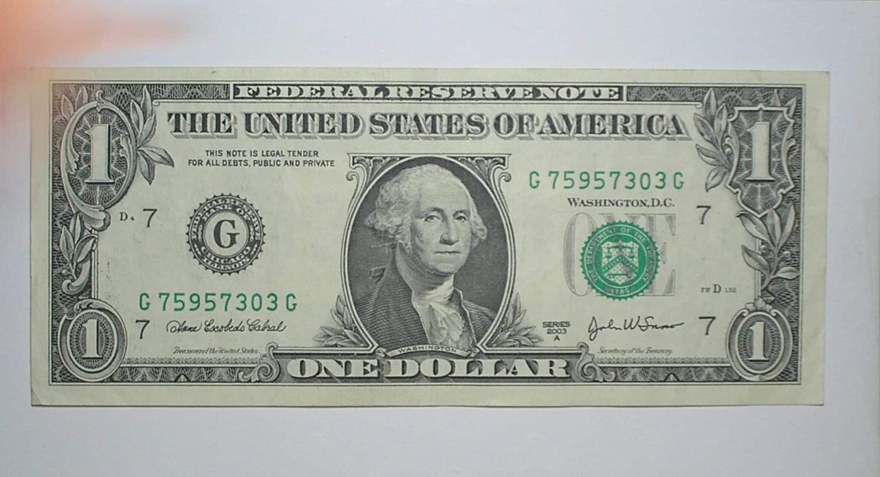 Estados Unidos / 1 Dollar - 2003-a - G - Selo verde - Cabecinha - Washington - Não circula mais