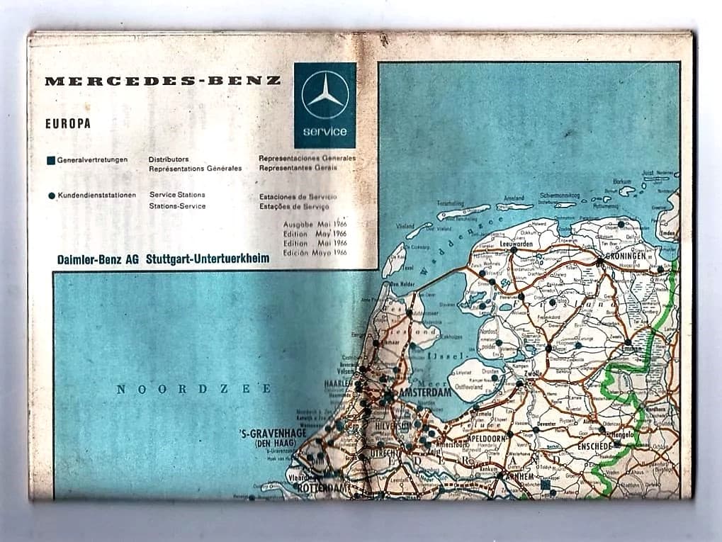 Folheto Propaganda Antiga Mercedes Benz Mapa Europa - 1966