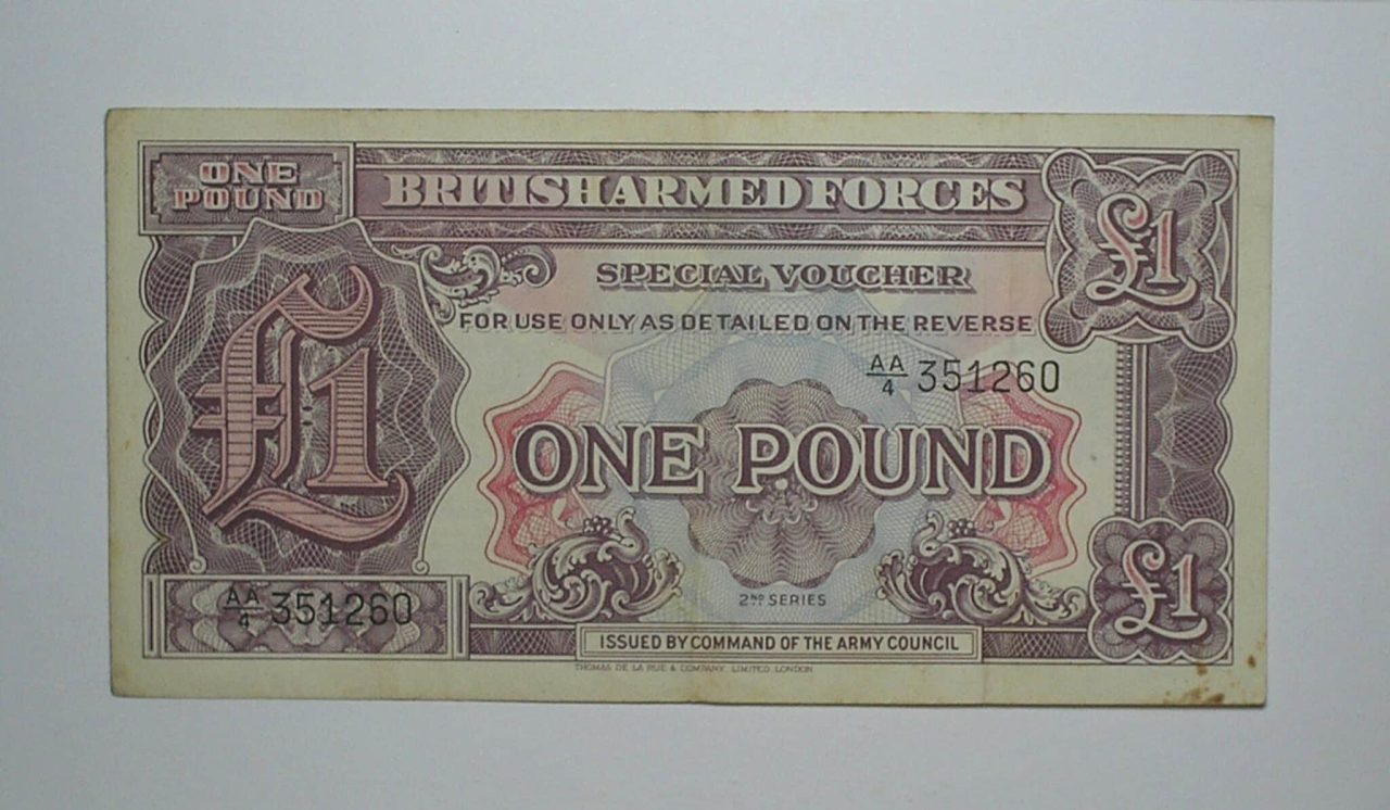 Inglaterra / Cédula Estrangeira / 1 Pound - 1950 / Cedula de Guerra das Forças Armadas Britanica / Circulada