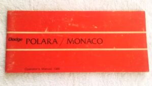 Manual Do Proprietario Dodge Polara / Monaco - 1969
