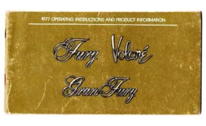 Manual Proprietario Chrysler Fury Volare / Gran Fury 1977