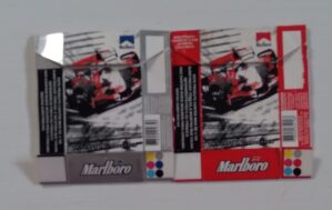 Ne5p. Box vazio Marlboro class Philip Morris Brasil. Série corridas. Valor de cada embalagem
