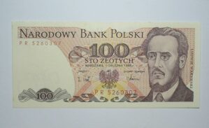 Polonia / Cédula Estrangeira / 100 Zlotych - 1988 / Orgão Proletariado / Ludwik Warinsky. / Flor de Estampa