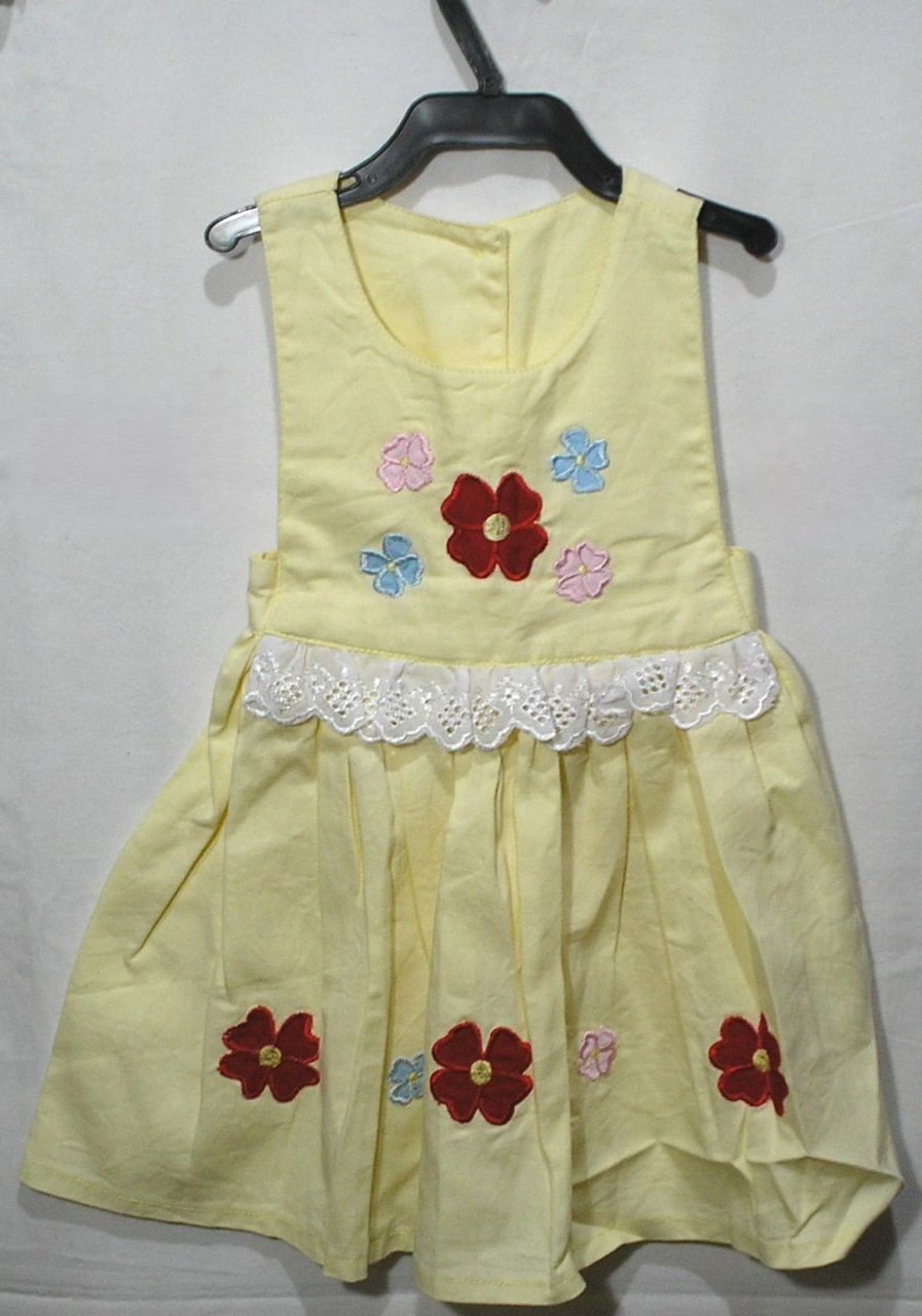 Vestido infantil amarelo com decoração floral e renda sem mangas , veste menina 2 anos