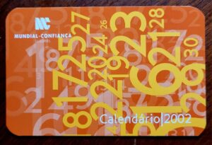 Calendário de Bolso (Tema Propaganda) Mundial Confiança - Seguros - Ano 2002