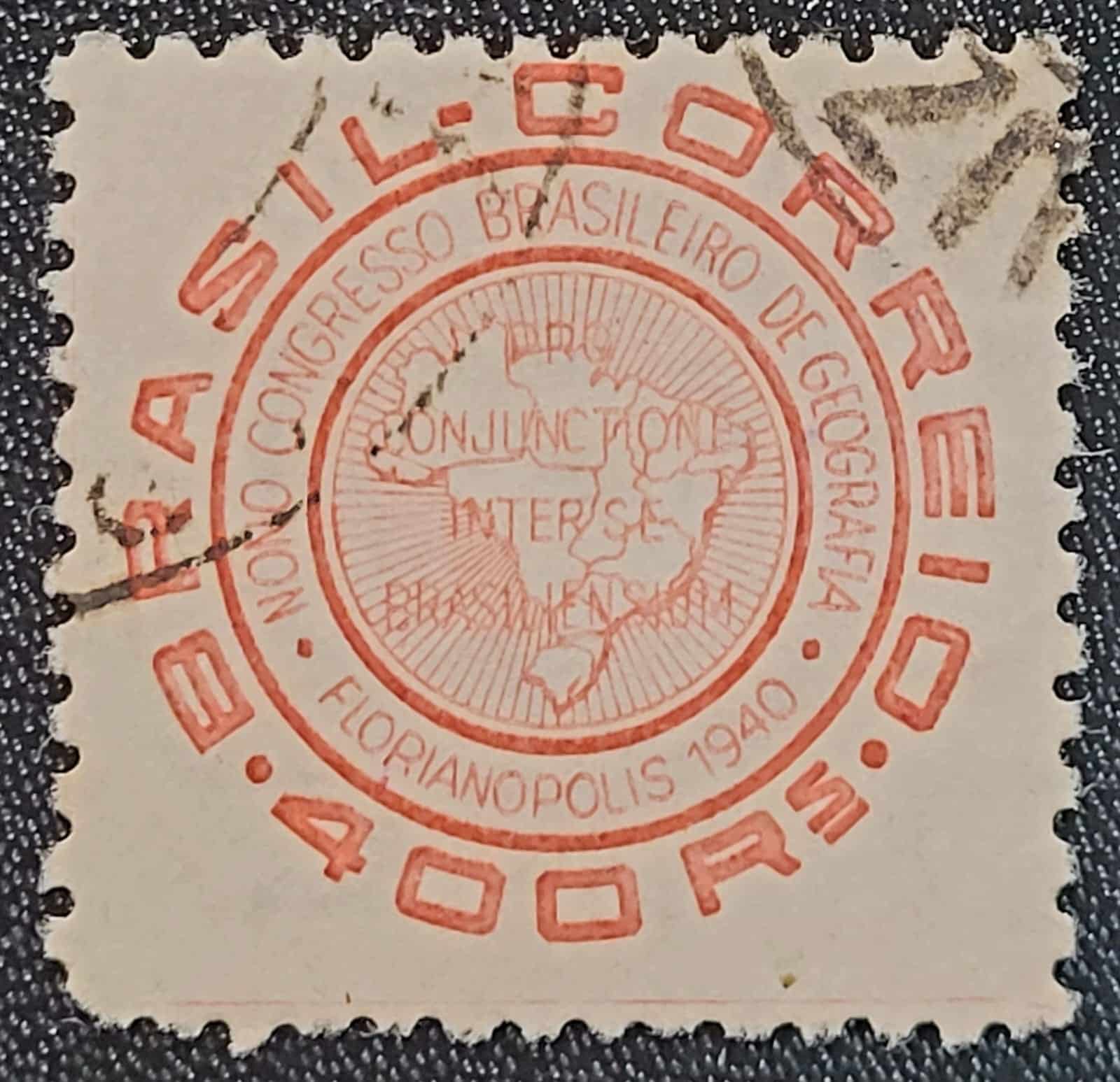 Comemorativos - RHM C0151 (Usado) 400 Réis - 9º Congresso Brasileiro de Geografia Florianopólis/SC - 07/09/1940 (Selos do Brasil)