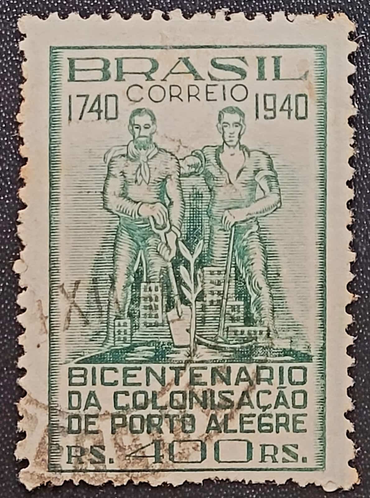 Comemorativos - RHM C0156 (Usado) 400 Réis - Bicentenário da Colonicação de Porto Alegre/RS - 02/11/1940 (Selos do Brasil)