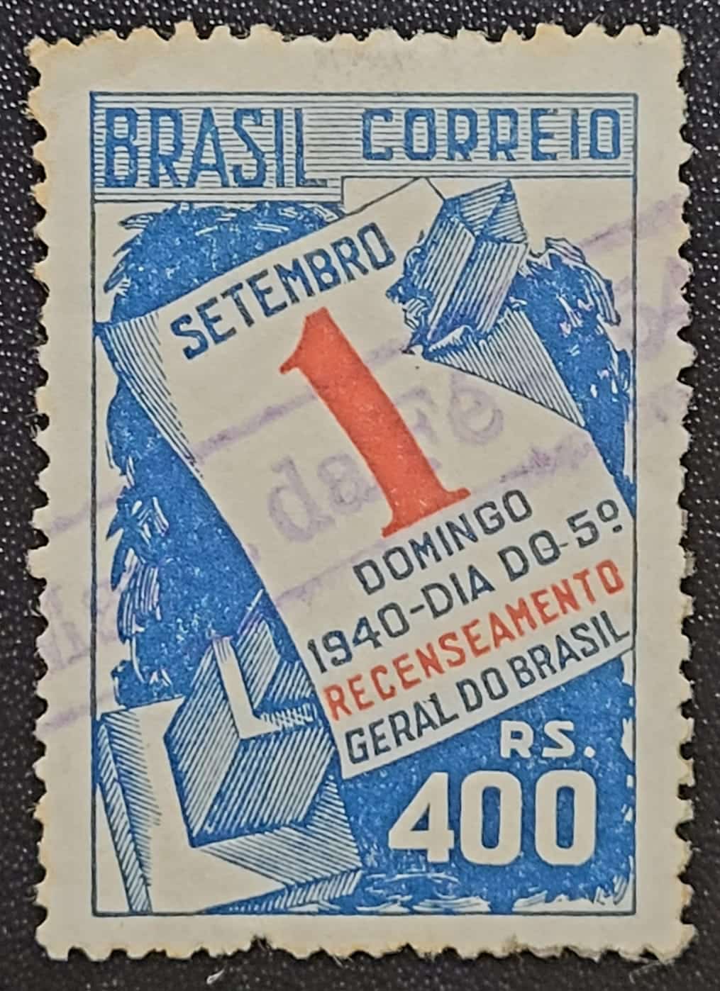 Comemorativos - RHM C0158 (Usado) 400 Réis - 5º Recenseamento Geral do Brasil - 14/01/1941 (Selos do Brasil)