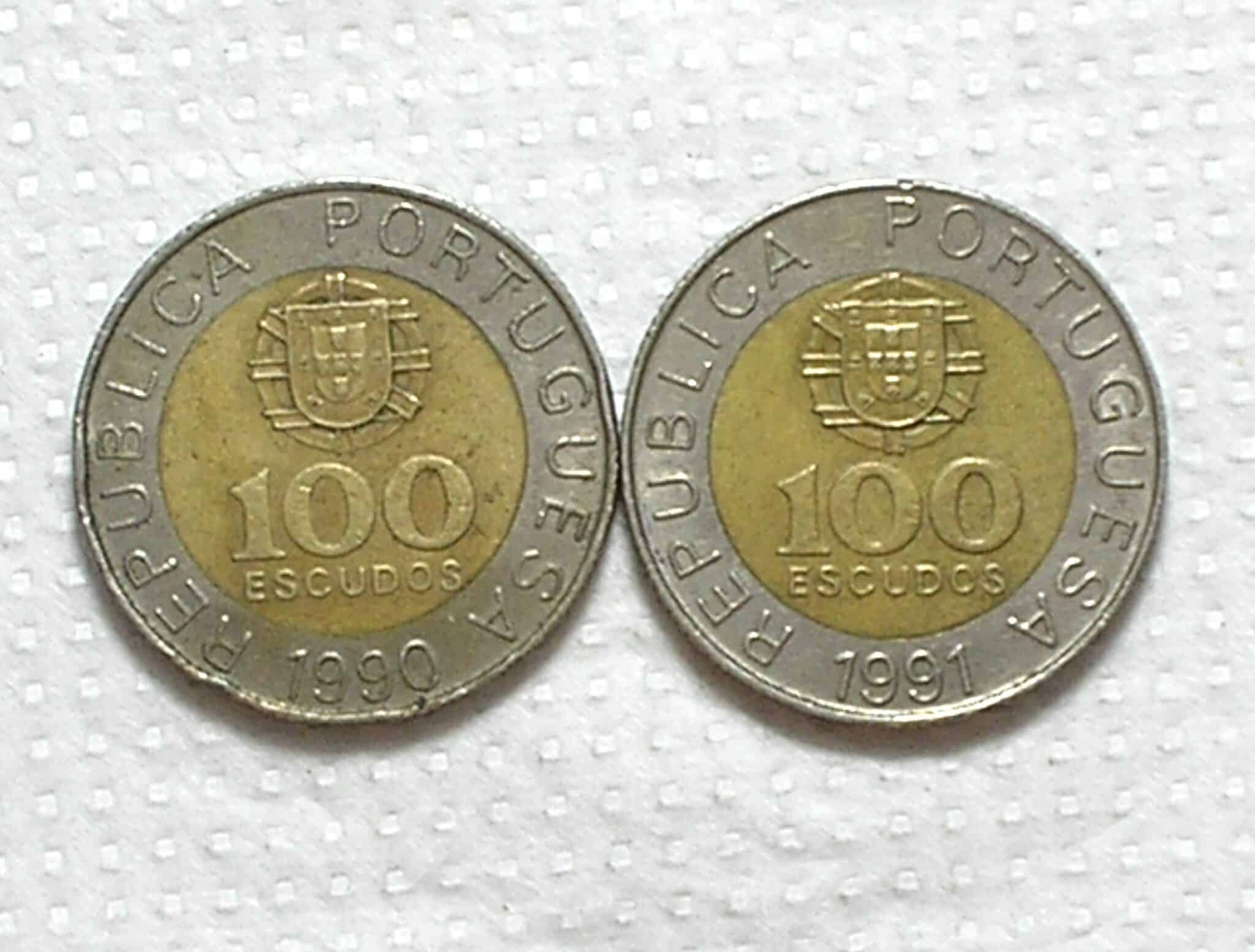 Portugal) 100 Escudos - 1990/1991 / Bimetal / 24mm / box54