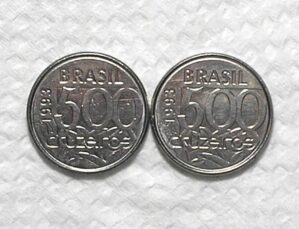 500 Cruzeiros - 1993 / Tartaruga / Duas moedas / Flor de Cunho / box55.4