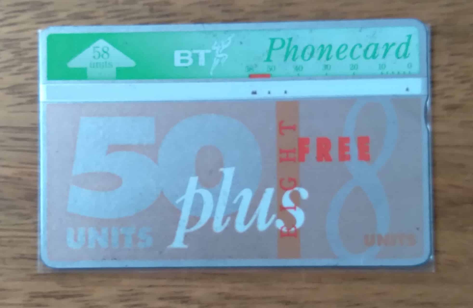Cartão telefone Inglaterra BT. Mídia eight free
