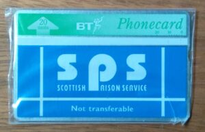 Cartão telefone Inglaterra BT. Sps Scottish Prison Service. Cheio.