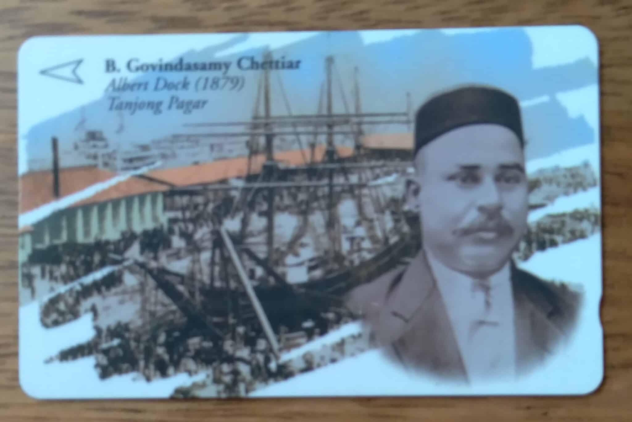 Cartão telefone Singapura Telecom. Pessoa B Govindasamy Chettiar.