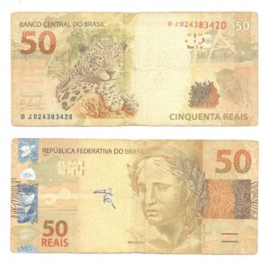 CÉDULA 50 REAIS VARIANTE NUMERAÇÃO RADAR DJ024383420 CIRCULADA .