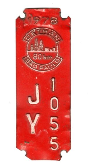 Plaqueta De Licenciamento 80 Km Detran SP - Placa Amarela - 1978