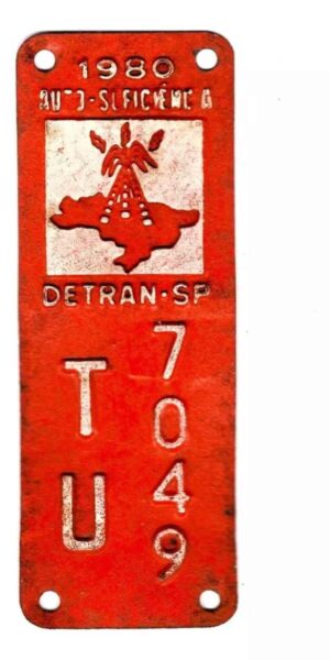 Plaqueta De Licenciamento Auto Suficiencia - Placa Amarela -1980
