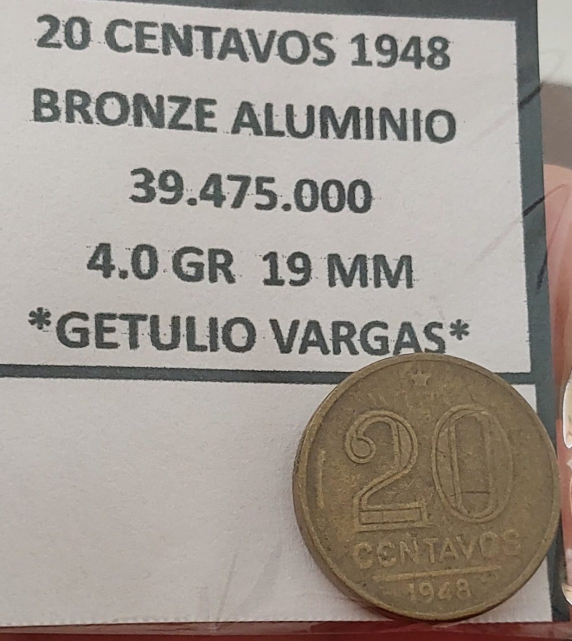 20 Centavos 1948 GV escassa Sku 1098