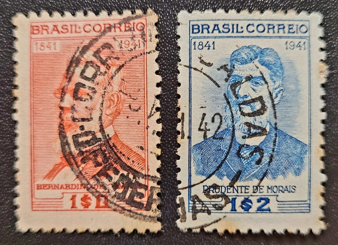 Comemorativos - RHM C0173 e C0174 (Usados) Série Completa - Centenário de Nascimento de Bernardino Campos e Prudente de Moraes - 25/05/1942 (Selos do Brasil)