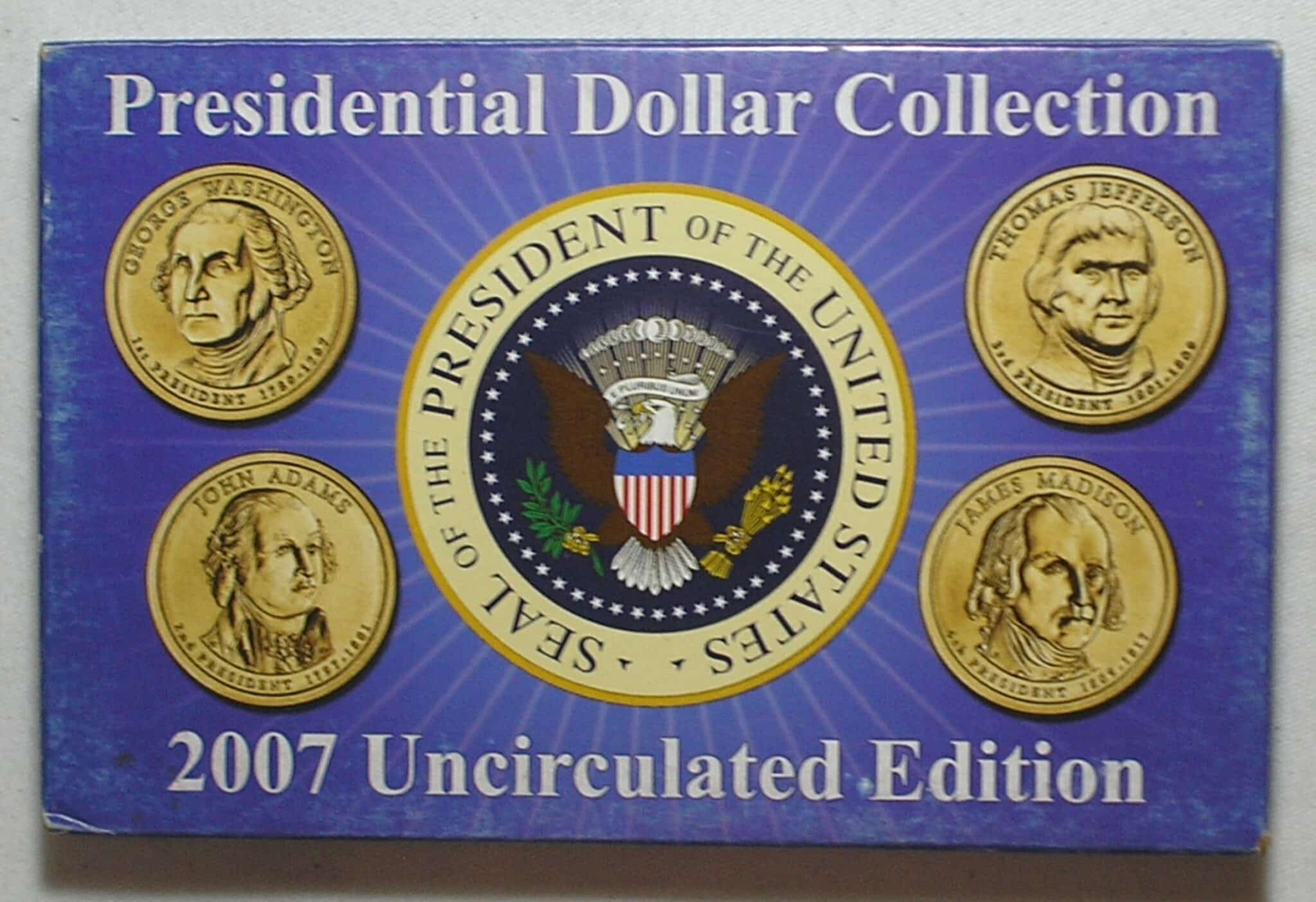 Usa) Estojo 1 Dollar - 2007 Philadelphia e Denver / Comemorativas Dollars Series Presidentes / Uncirculated / cod. ems.2