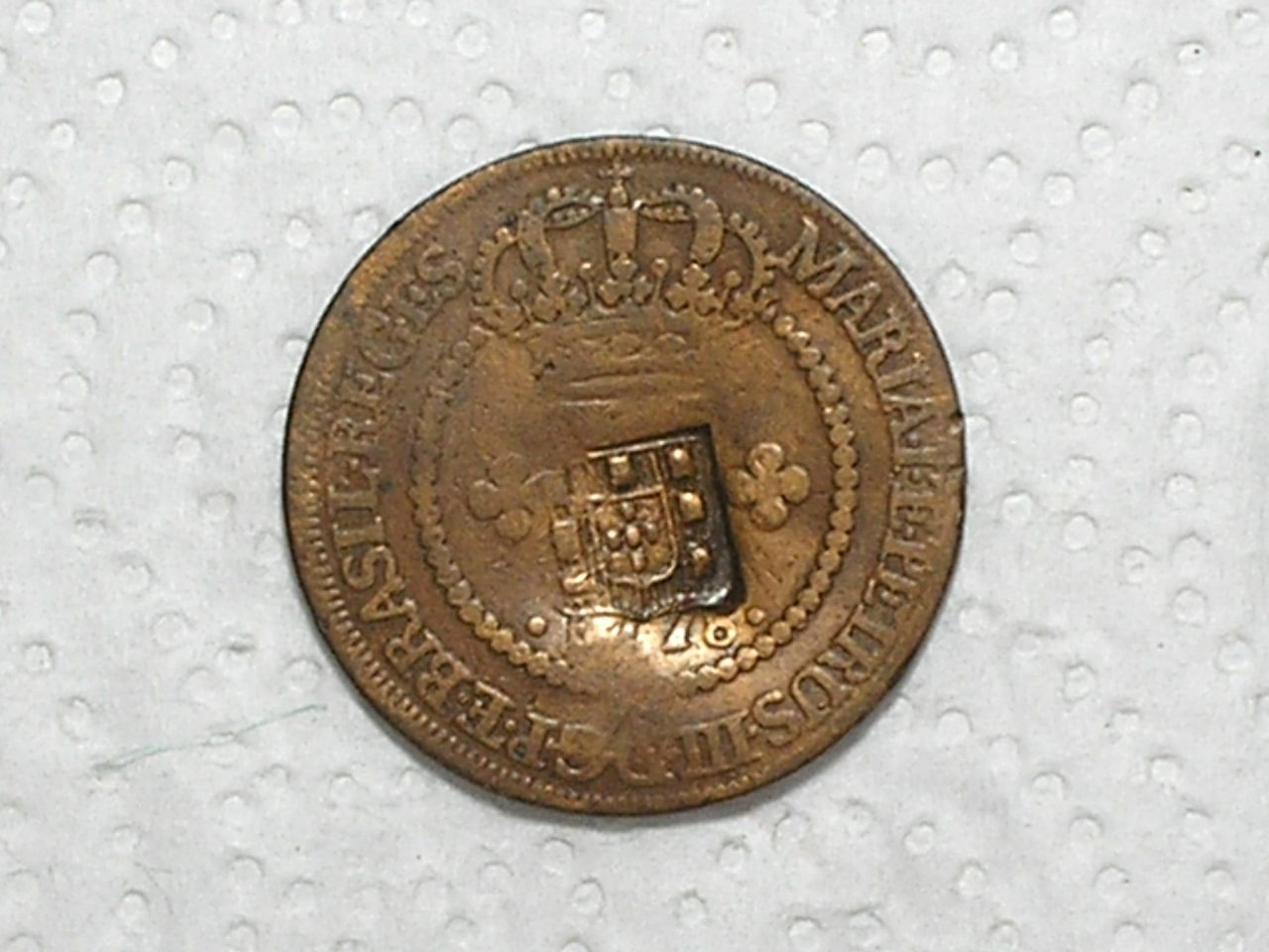 X Réis - 1778 / Corôa Baixa / 48 Pérolas / Car. Escudete / D. Maria e Pedro III / Mbc / cod.300