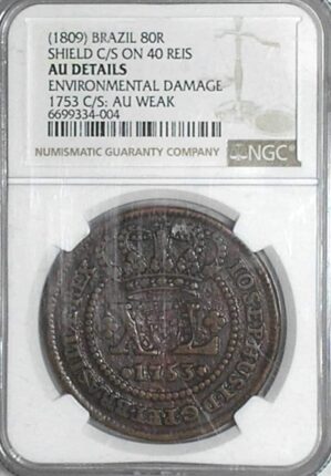 Xl Reis 1753 46 Perolas Data Floroes Verticais Escudete Colonia De Iosephus I Cobre Soberba Au Weak Graduada Pela Ngc Rara Nesse Estado Cod300 7