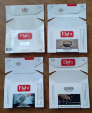 Box vazio cigarros Eight Paraguai. Valor de cada embalagem.
