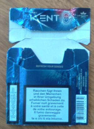Box vazio cigarros Kent Suíça. Nix aroma Refresh.