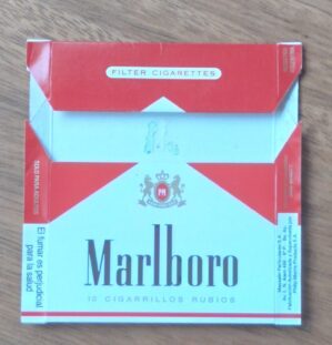 Box vazio cigarros Maboro Argentina. Embalagem especial para 10 cigarrillos rubios.