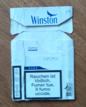 Box vazio cigarros Winston Suíça. Premium blend.