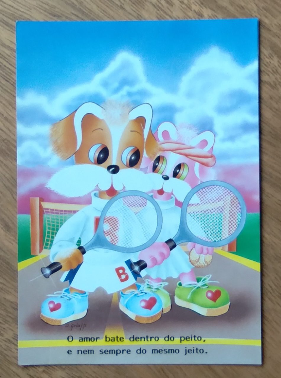 Cartão Postal Litoarte Jovem 100. Tênis. O amor bate dentro do peito.