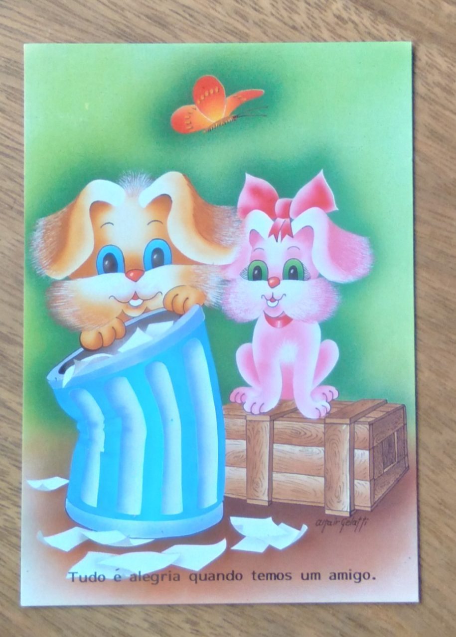 Cartão Postal Litoarte Jovem 97. Tudo é alegria se temos amigo.