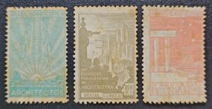 Comemorativos - RHM C0024 a C0026 (Novos) Série Completa - 4º Congresso de Arquitetura e 4ª Exposição Panamericana de Arquitetura - 20/06/1930 (Selos do Brasil)