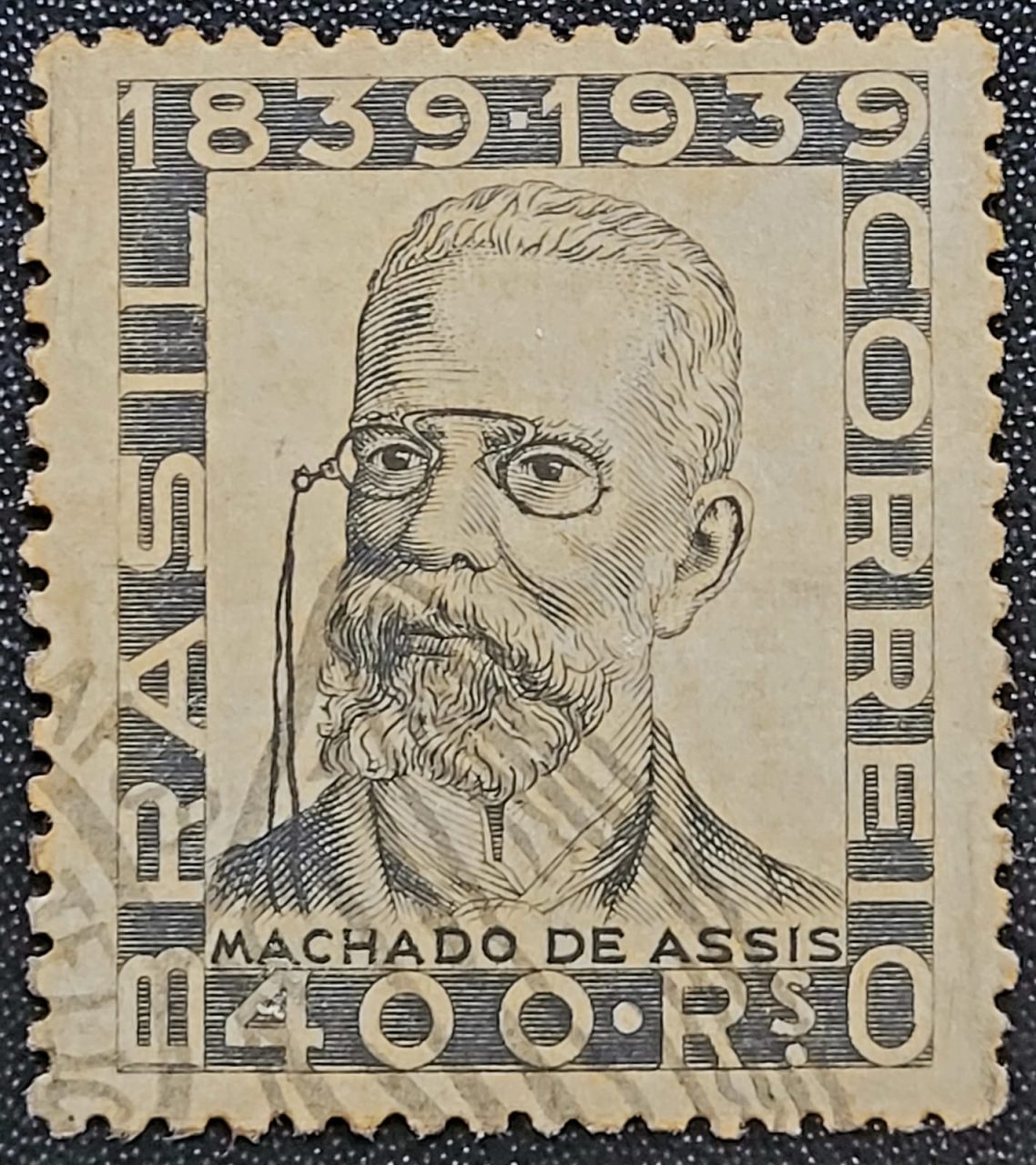 Comemorativos - RHM C0152 (Usado) 400 Réis - Centenário do Nascimento de Joaquim Maria Machado de Assis - 01/11/1940 (Selos do Brasil)