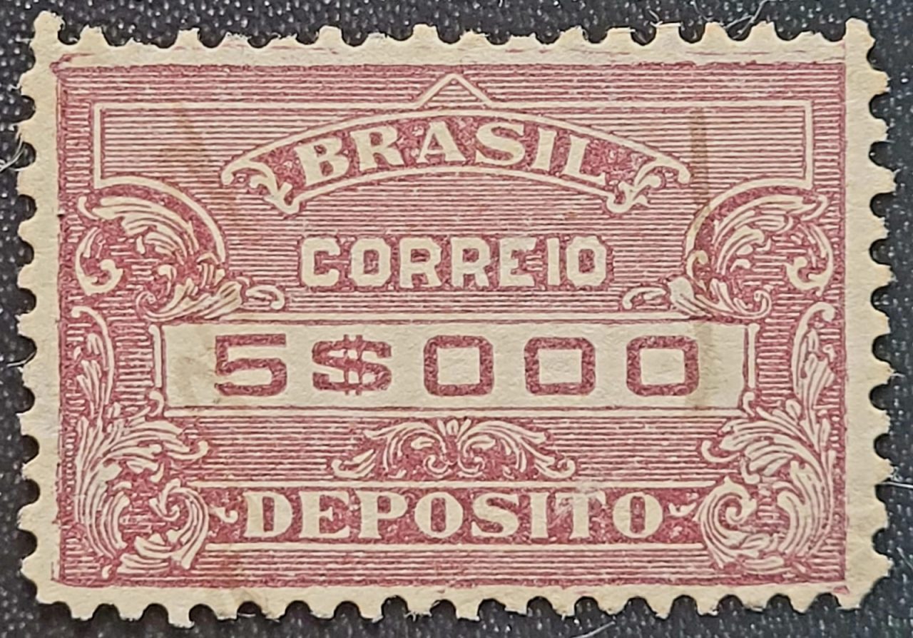 Depósitos - RHM D44 (Usado) 5.000 Réis - Cifra Formato Menor - 1922 (Selos do Brasil)