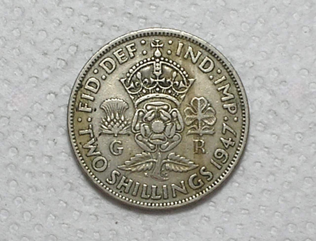 Inglaterra) 2 Shillings -1947 / Georgivs VI / 28,3mm / Co/Ni / Mbc / box56