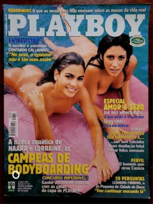 Playboy Nº 347 - Naara e Lorraine (Campeãs de Bodyboarding) Revista com Pôster - Junho 2004