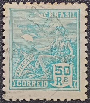 Regulares - RHM 299 (Usado) 50 Réis - Aviação - Vovó Parte 2 - 1936/1937 (Selos do Brasil)