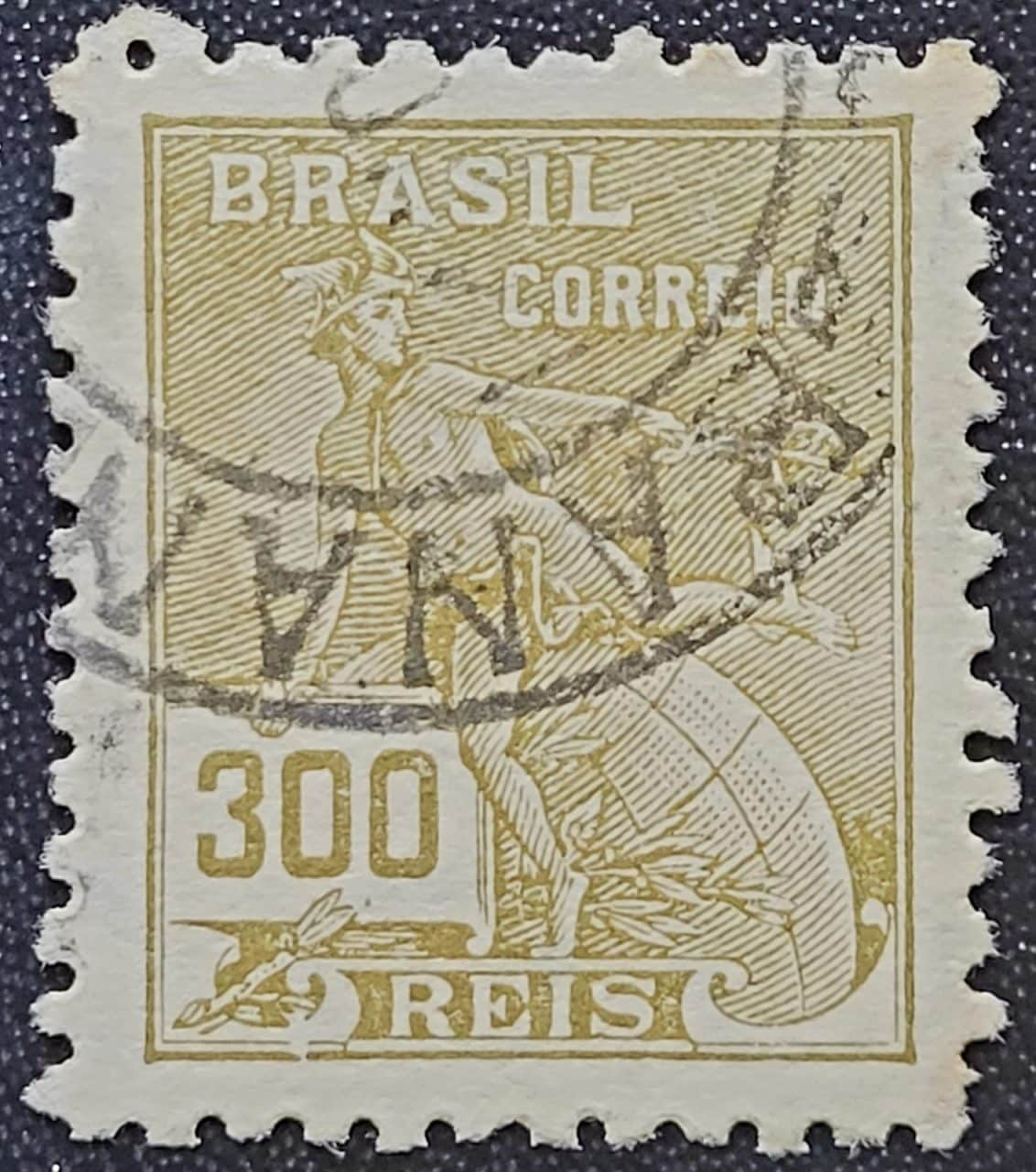Regulares - RHM 302 (Usado) 300 Réis - Mercúrio e Globo - Vovó Parte 2 - 1936/37 (Selos do Brasil)