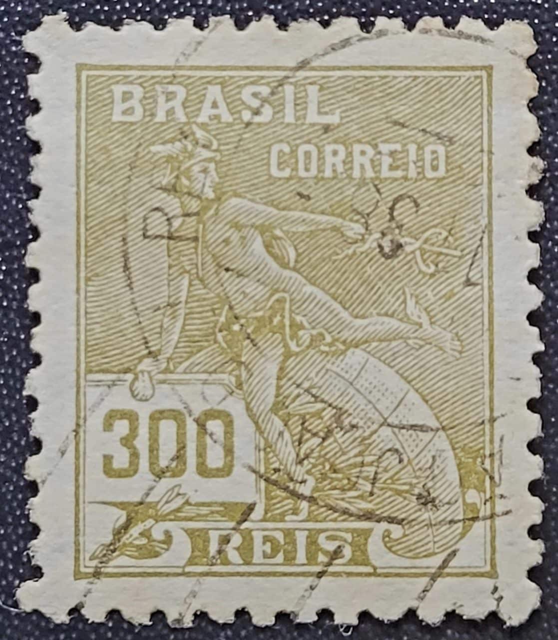 Regulares - RHM 302 (Usado) 300 Réis - Mercúrio e Globo - Vovó Parte 2 - 1936/37 (Selos do Brasil)
