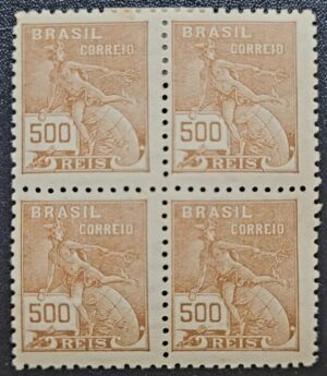 Regulares - RHM 304 (Novos) Quadra 500 Réis - Mercúrio e Globo - Vovó Parte 2 - 1936/37 (Selos do Brasil)