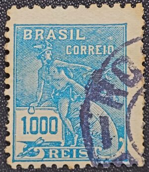 Regulares - RHM 307 (Usado) 1.000 Réis - Mercúrio e Globo - Vovó Parte 2 - 1936/37 (Selos do Brasil)