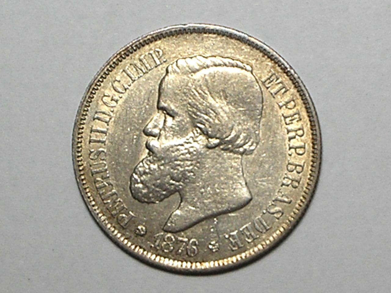 - 500 Réis - 1876 / Petrus II / Sob/Flor - Bela peça / Prata Império do Brasil