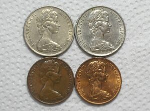 Australia) 2 Cents - 1975-1980 - Bz + !0 Cents - 1974-1980 - Co/Ni / Mbc/S / box57
